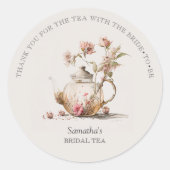 Wildflower Watercolor Tea Bridal Shower Thank You Runder Aufkleber (Vorderseite)