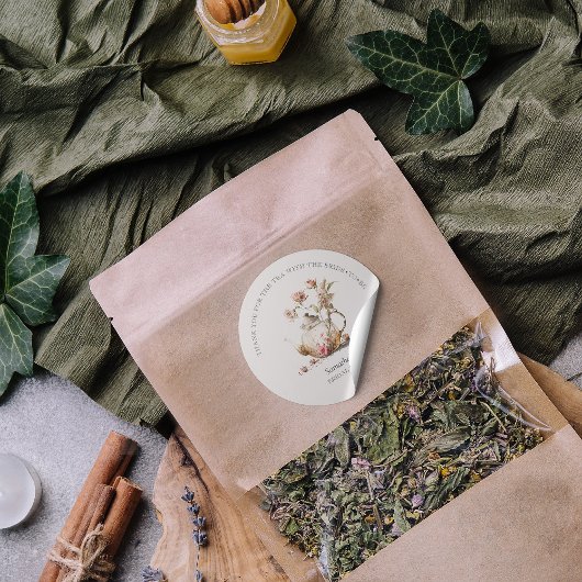 Wildflower Watercolor Tea Bridal Shower Thank You Runder Aufkleber