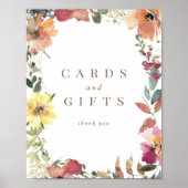 Wildflower Watercolor Wedding Cards Gifts Sign Poster (Vorne)