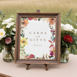Wildflower Watercolor Wedding Cards Gifts Sign Poster