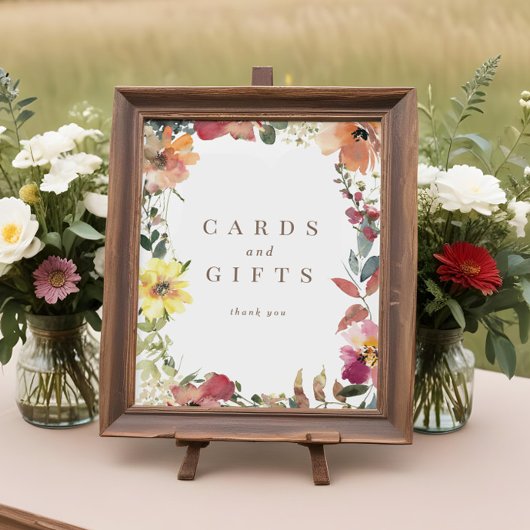 Wildflower Watercolor Wedding Cards Gifts Sign Poster