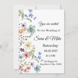 Wildflower Watercolor Wedding Invitation Einladung