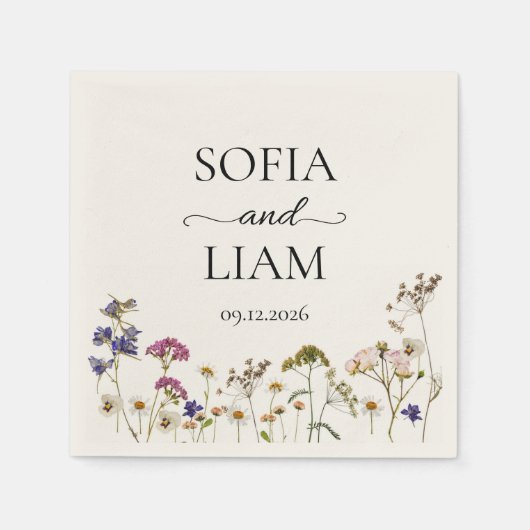 Wildflower Watercolor Wedding Serviette (Vorderseite)