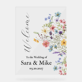 Wildflower Watercolor Wedding welcome sign Acrylschild