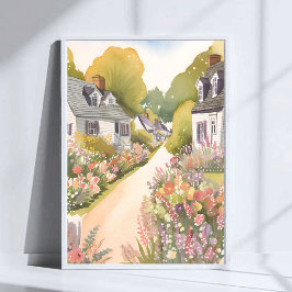 Wildflower Way | Wasserfarbe Küstenstrandstadt Poster