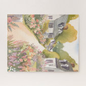 Wildflower Way | Wasserfarbenes Küstendorf Puzzle (Horizontal)
