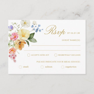Wildflower Wedding Colorful Floral Wedding RSVP Karte
