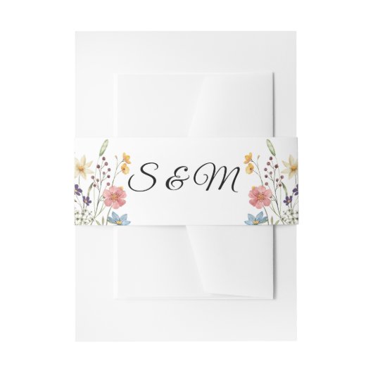 Wildflower Wedding Invitation Belly Band (Vorderseite Beispiel)