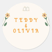 Wildflower Wedding Invitation Runder Aufkleber (Vorderseite)