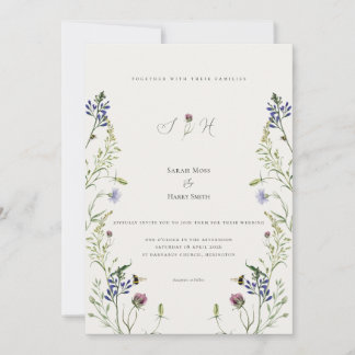 Wildflower Wedding Invitation Watercolor Floral Feiertagskarte
