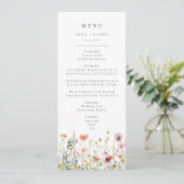 Wildflower Wedding Menu Menükarte (Stehend Vorderseite)