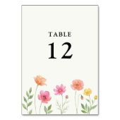 Wildflower Wedding Pretty Flower Table Number Tischnummer (Rückseite)