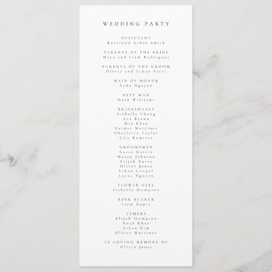 Wildflower Wedding Program Programm (Rückseite)