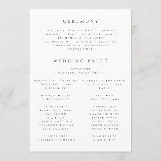 Wildflower Wedding Program Programm (Rückseite)