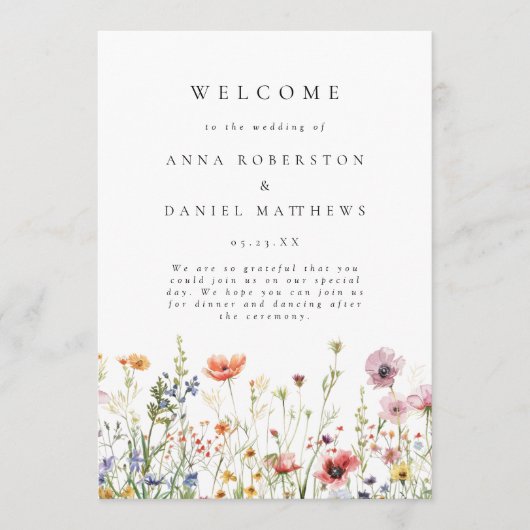 Wildflower Wedding Program Programm (Vorderseite)