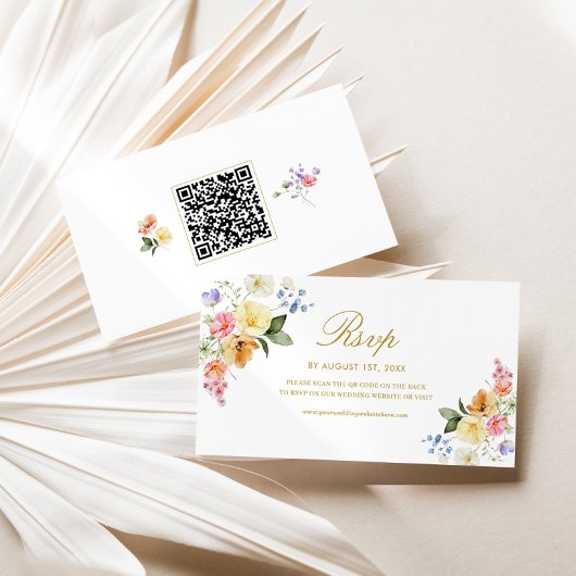 Wildflower Wedding QR Code RSVP Card Begleitkarte