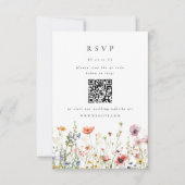 Wildflower Wedding QR Code RSVP Card Karte (Vorderseite)