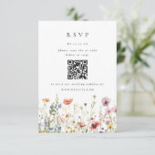 Wildflower Wedding QR Code RSVP Card Karte (Stehend Vorderseite)