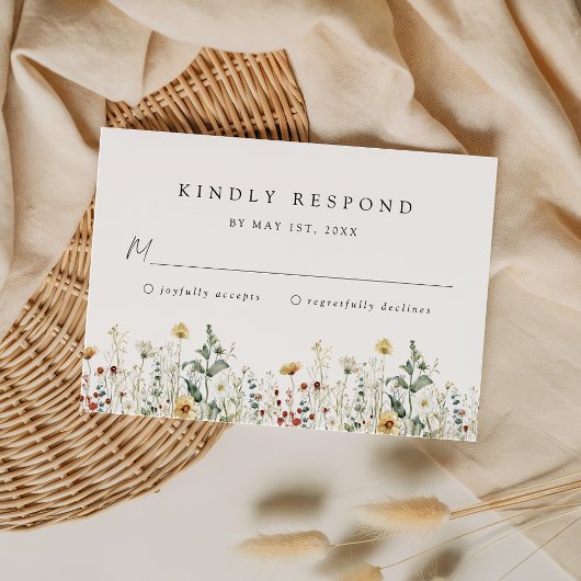 Wildflower Wedding RSVP Card Karte