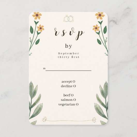 Wildflower Wedding RSVP Card Karte (Vorderseite)
