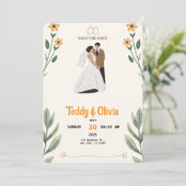 Wildflower Wedding Save the Date Card  (Stehend Vorderseite)