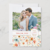 Wildflower Wedding Two Sided Thank You Photo Dankeskarte (Vorderseite)