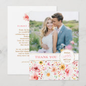 Wildflower Wedding Two Sided Thank You Photo Dankeskarte (Vorne/Hinten)