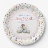 Wildflower Whimsical Fairy First Birthday Party Pappteller (Vorderseite)
