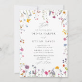 Wildflower Whimsy Watercolor Elegant Chic Wedding Einladung (Vorderseite)
