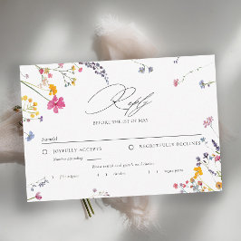 Wildflower Whimsy Watercolor Elegant Wedding Meal RSVP Karte