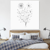Wildflower Whisper” Minimalist Botanical Print Leinwanddruck (Insitu (Schlafzimmer))