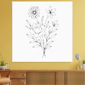 Wildflower Whisper” Minimalist Botanical Print Leinwanddruck (Insitu (Wohnzimmer))