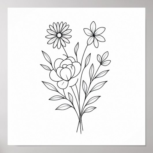 Wildflower Whisper” Minimalist Botanical Print Poster (Vorne)
