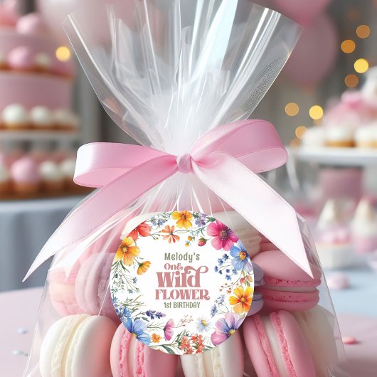 Wildflower Wild One 1st birthday Runder Aufkleber
