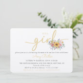 Wildflower Yellow Baby Shower Invitation Einladung (Stehend Vorderseite)