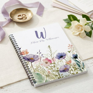 Wildflower-Zukunft Mrs Monogram Elegant Lila Notizblock