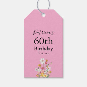 Wildflowers 60. Geburtstag Rosa Geschenkanhänger