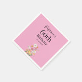 Wildflowers 60th Birthday Pink Party Serviette (Ecke)