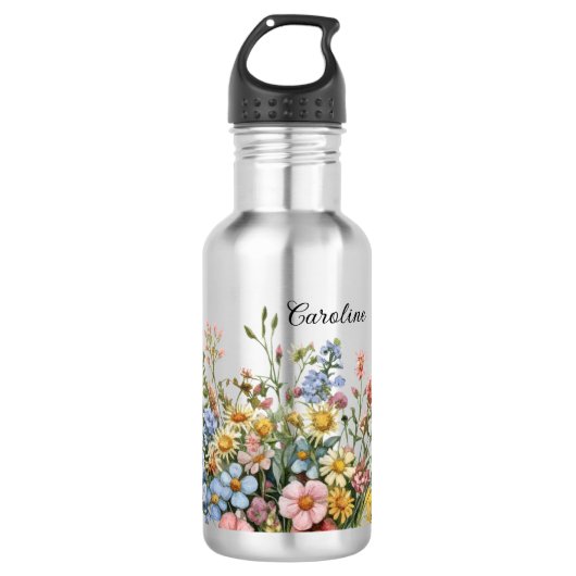 Wildflowers & Add your name Edelstahlflasche (Vorderseite)