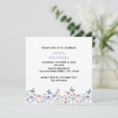 Wildflowers and Butterflies Birthday Einladung (Stehend Vorderseite)