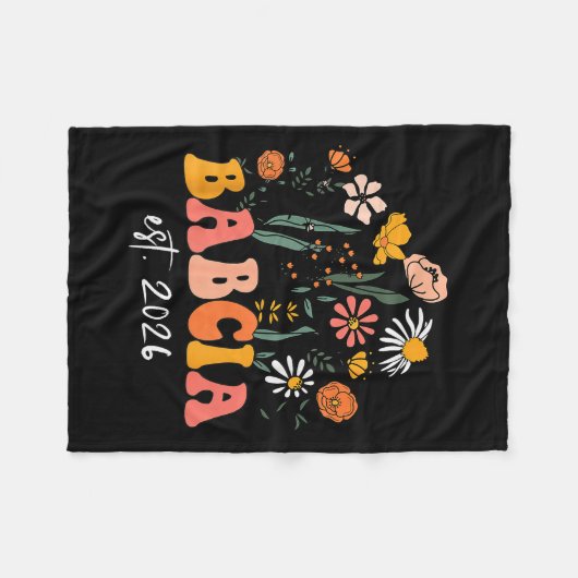 Wildflowers Babcia Est 2026 New Baby Reveal Ideas Fleecedecke (Vorderseite (Horizontal))