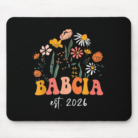 Wildflowers Babcia Est 2026 New Baby Reveal Ideas Mousepad (Vorne)