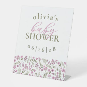 Wildflowers Baby Shower Podestschild - Lila Sockelschild