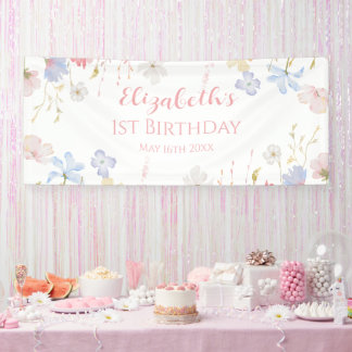 WILDFLOWERS Birthday party Backdrop banner