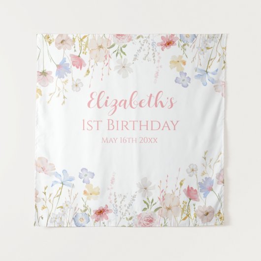 WILDFLOWERS Birthday party Backdrop banner Wandteppich (Vorderseite)