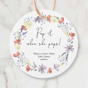 Wildflowers boho Pop it when she pops baby shower Geschenkanhänger