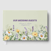 Wildflowers Border Yellow White Purple Wedding Gästebuch (Vorderseite)