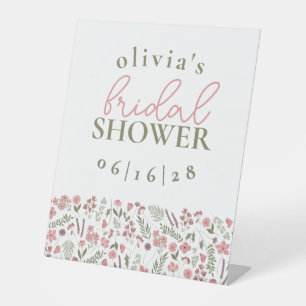 Wildflowers Brautparty-Podiumschild - Rosa Sockelschild
