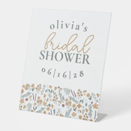 Wildflowers Bridal Shower Pedestal Sign - Orange Sockelschild