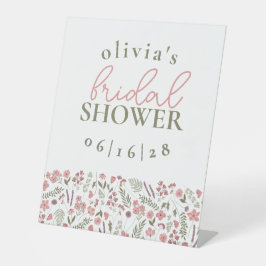 Wildflowers Bridal Shower Pedestal Sign - Pink Sockelschild